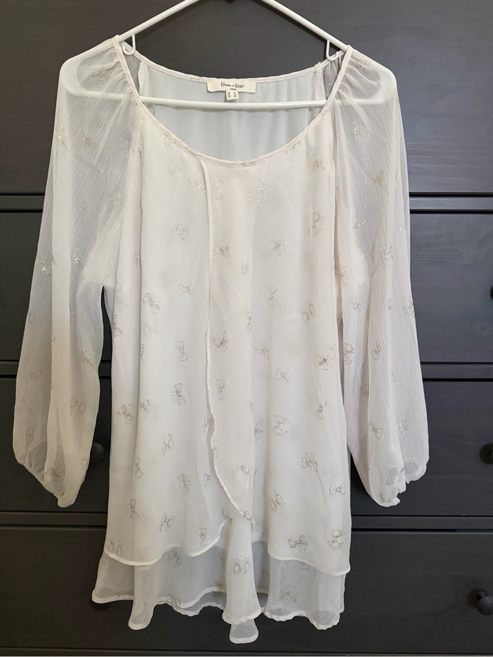 Haver & Blair London Women White Tunic Blouse Top with Bow Design- Sz 1X